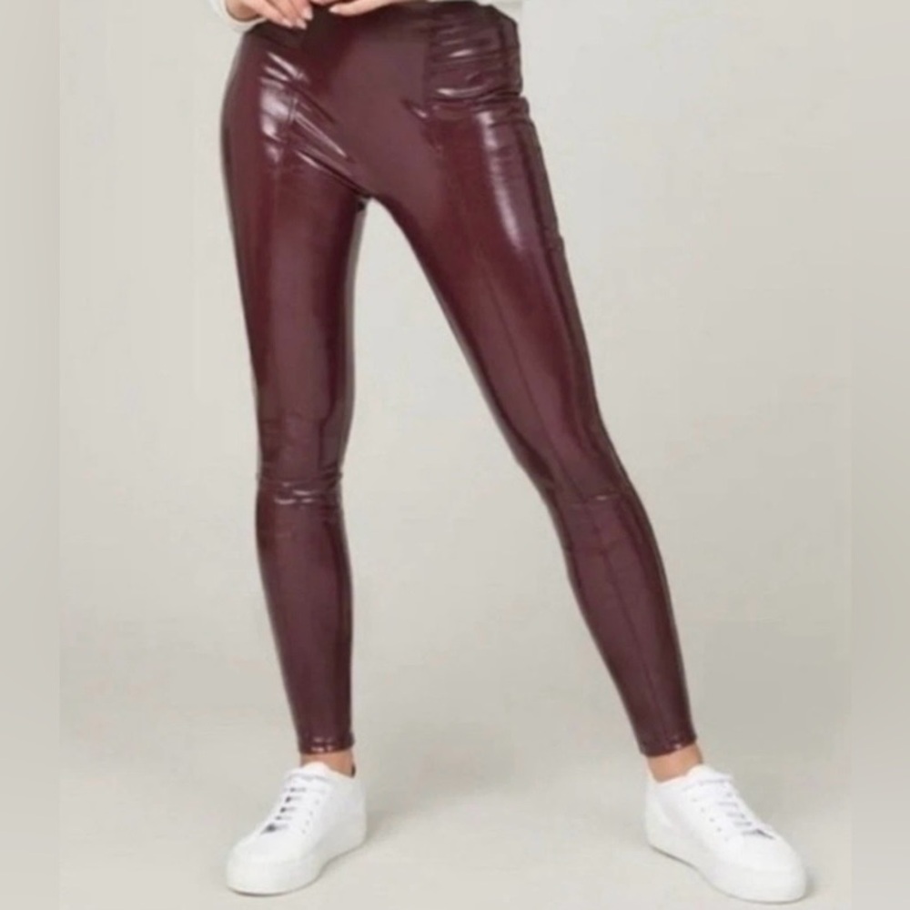 SPANX Faux Patent Leather legging Ruby Size Small Petite NWT